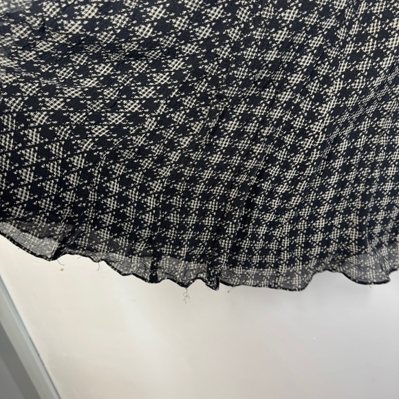 Vintage Anne Klein Black Cream Silk Houndstooth Midi Workwear Skirt Size 10 - Picture 7 of 15